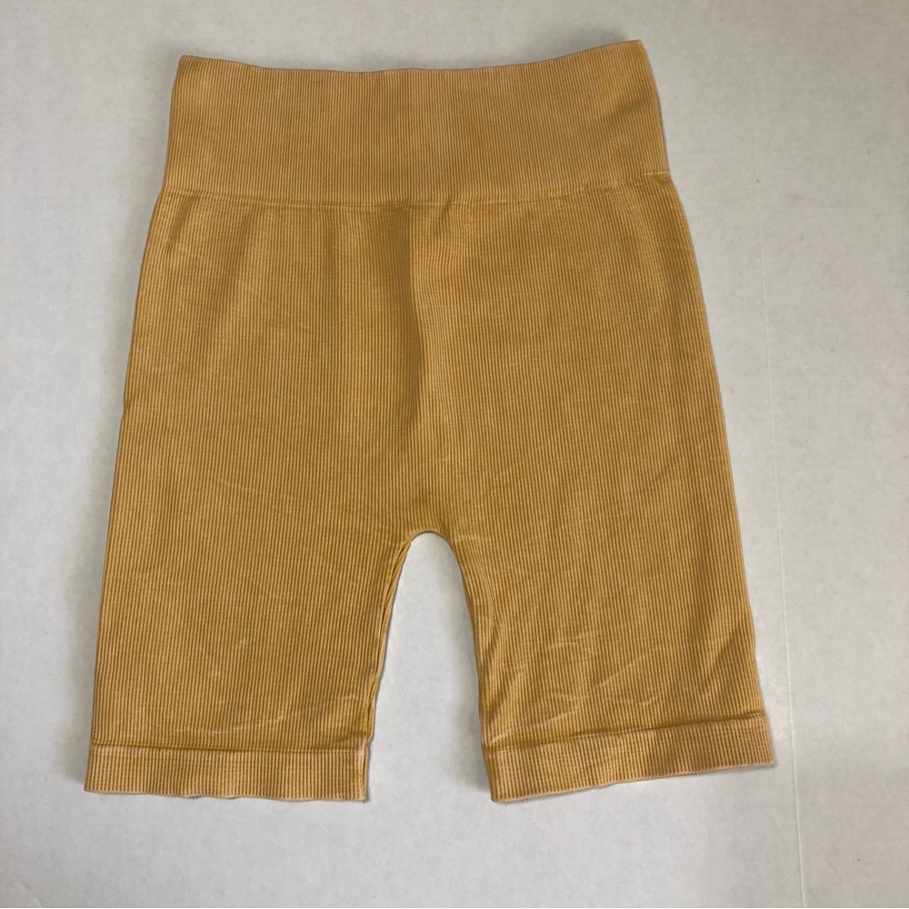 Nikibiki juniors one size ribbed spandex bike gym shorts high waist 7” inseam